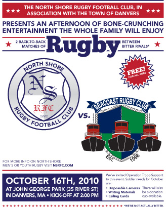 An afternoon of bone-crunching entertainment the whole family will enjoy. Oct 16th, 2010, 2pm Kick-off, 35 River St, Danvers, MA.